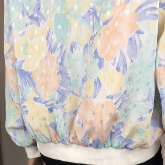 Vintage 90s Alia Floral Bomber Jacket Spring Windbreaker Lightweight Abstract - Picture 7 of 15
